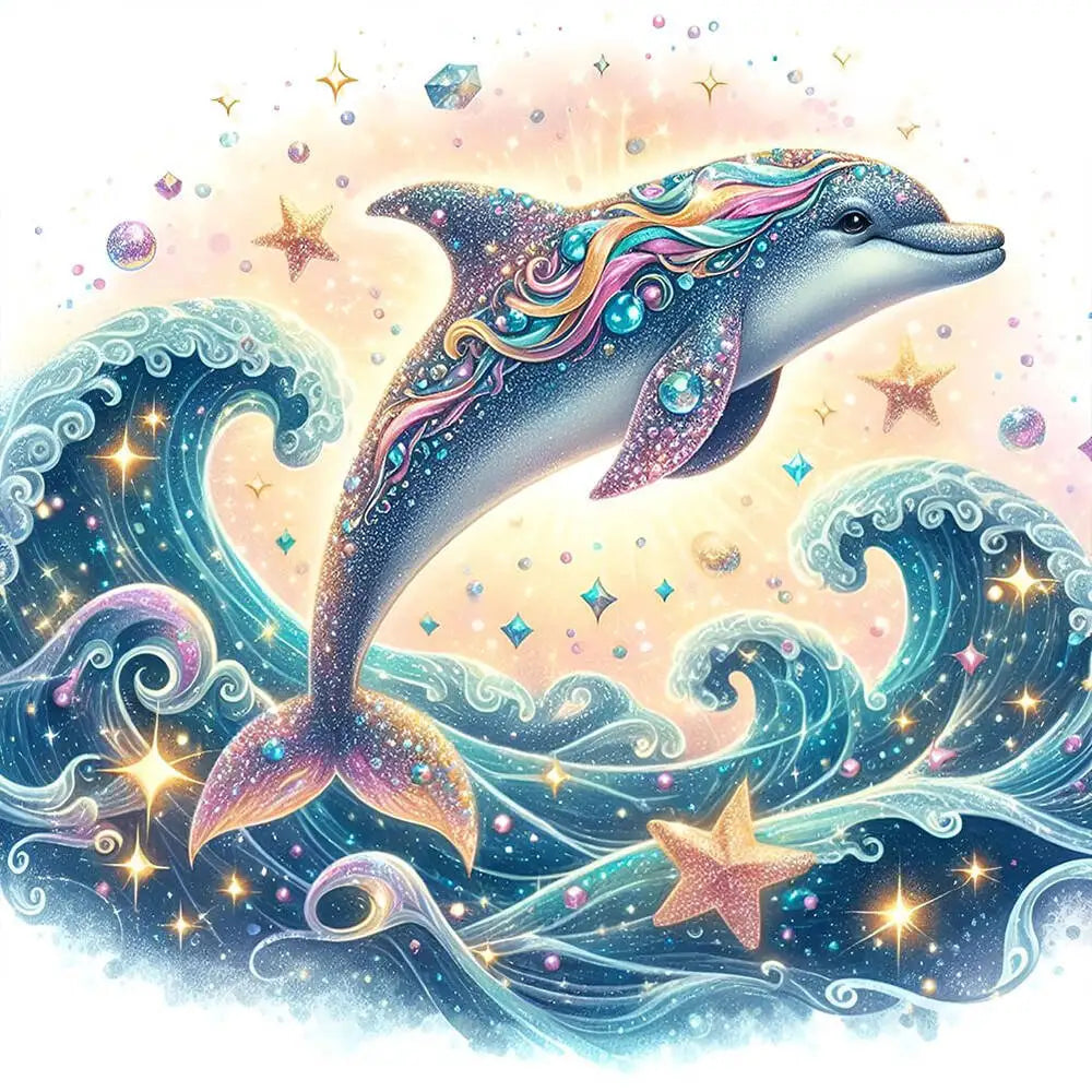Beads Embroidery Sets Dolphin Sea Needle Sewing Crafts DIY 11CT Cross Stitch Kit Animal Entry Level Wall Decorations Living Room