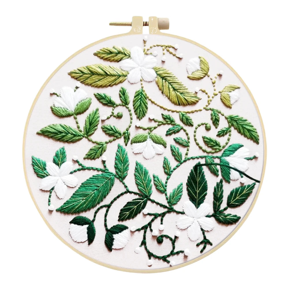 Flower Cotton Stamped Embroidery Cross Stitch DIY Starter Needlepoint Kit