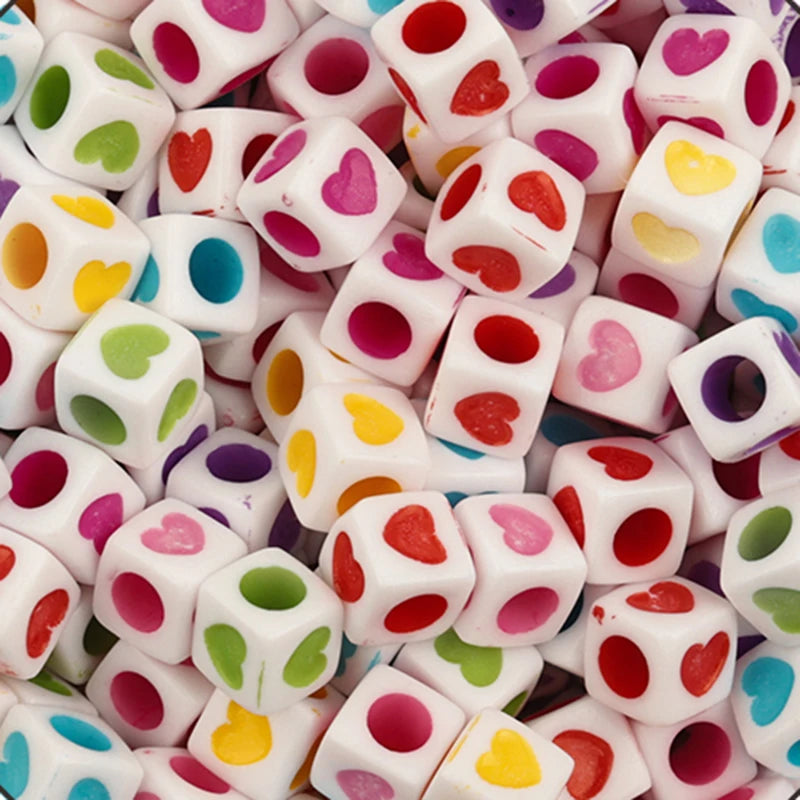 100Pcs/Lot Trendy  Acrylic Square Alphabet Beads Large Hole Letter Loose Spacer Bead Jewelry Handmade Bracelet Making Supplies