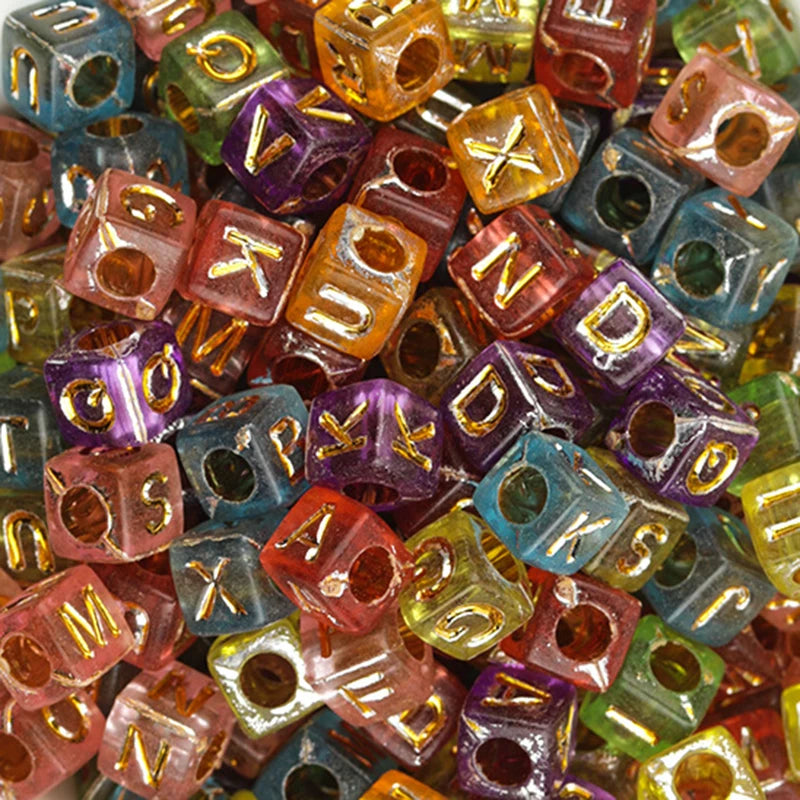 100Pcs/Lot Trendy  Acrylic Square Alphabet Beads Large Hole Letter Loose Spacer Bead Jewelry Handmade Bracelet Making Supplies