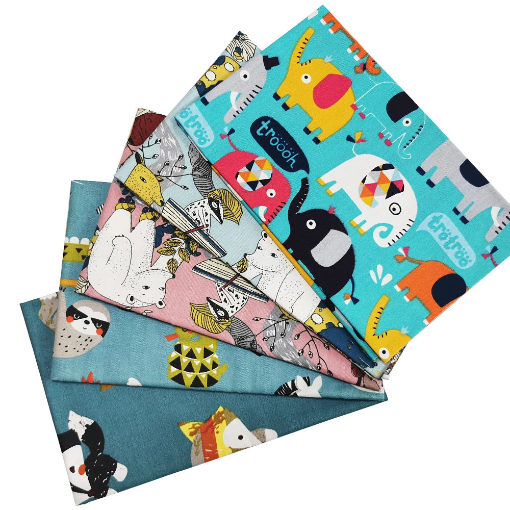 Teramila 5 PCS/Pack Cotton Fabirc Flower Printed Cloth For Hair Bows Sewing Quilt Doll Costume, Scrapbook Decoration Accessories