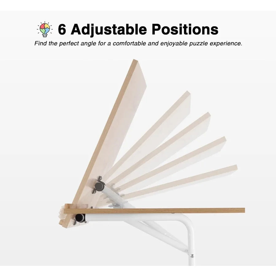 1000 Piece Tilting Jigsaw Puzzle Table with Legs 31.1''x21.4'' Angle and Height Adjustable Puzzle Board Tabletop with Wheels Pu