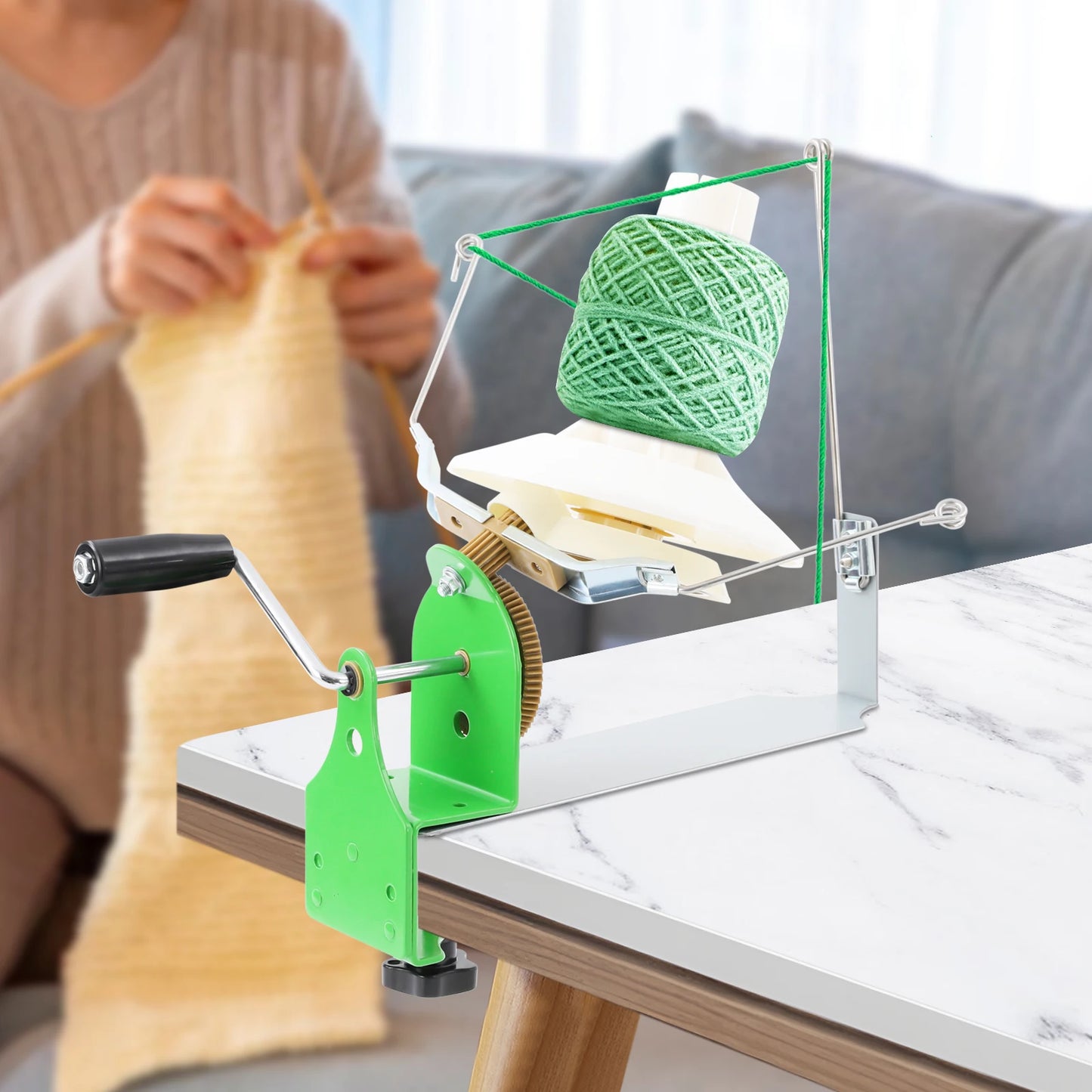 Wool Ball Winder Yarn Winder Machine with Dual-Rod Rocker Electric Yarn Ball Winder Yarn Dispenser 500g for Knitters Crocheters