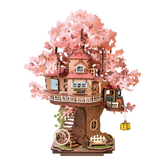 Robotime Rolife Sakura Tree House 3D Wooden Puzzle Model Kit with Swing Stairs Perfect Christmas Home Decor DIY Gift for Adults