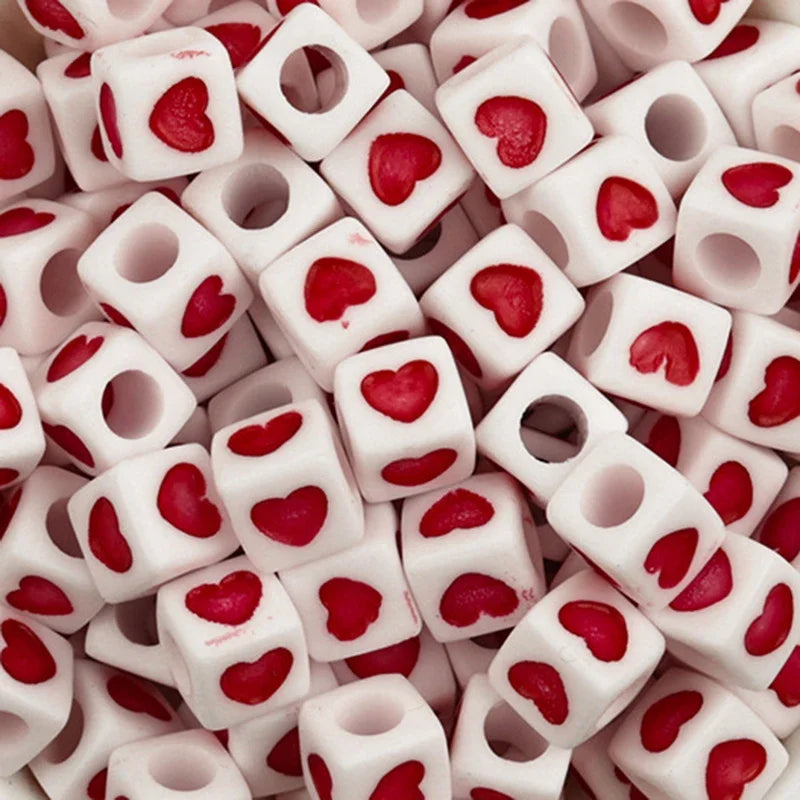 100Pcs/Lot Trendy  Acrylic Square Alphabet Beads Large Hole Letter Loose Spacer Bead Jewelry Handmade Bracelet Making Supplies