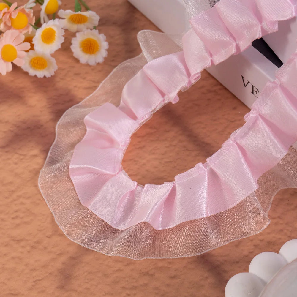 2meters Pink Lace Ribbons Trim For Party Dress Decor Fabric DIY Apparel Sewing Supplies Clothing Collar Cuff Needlework Crafts