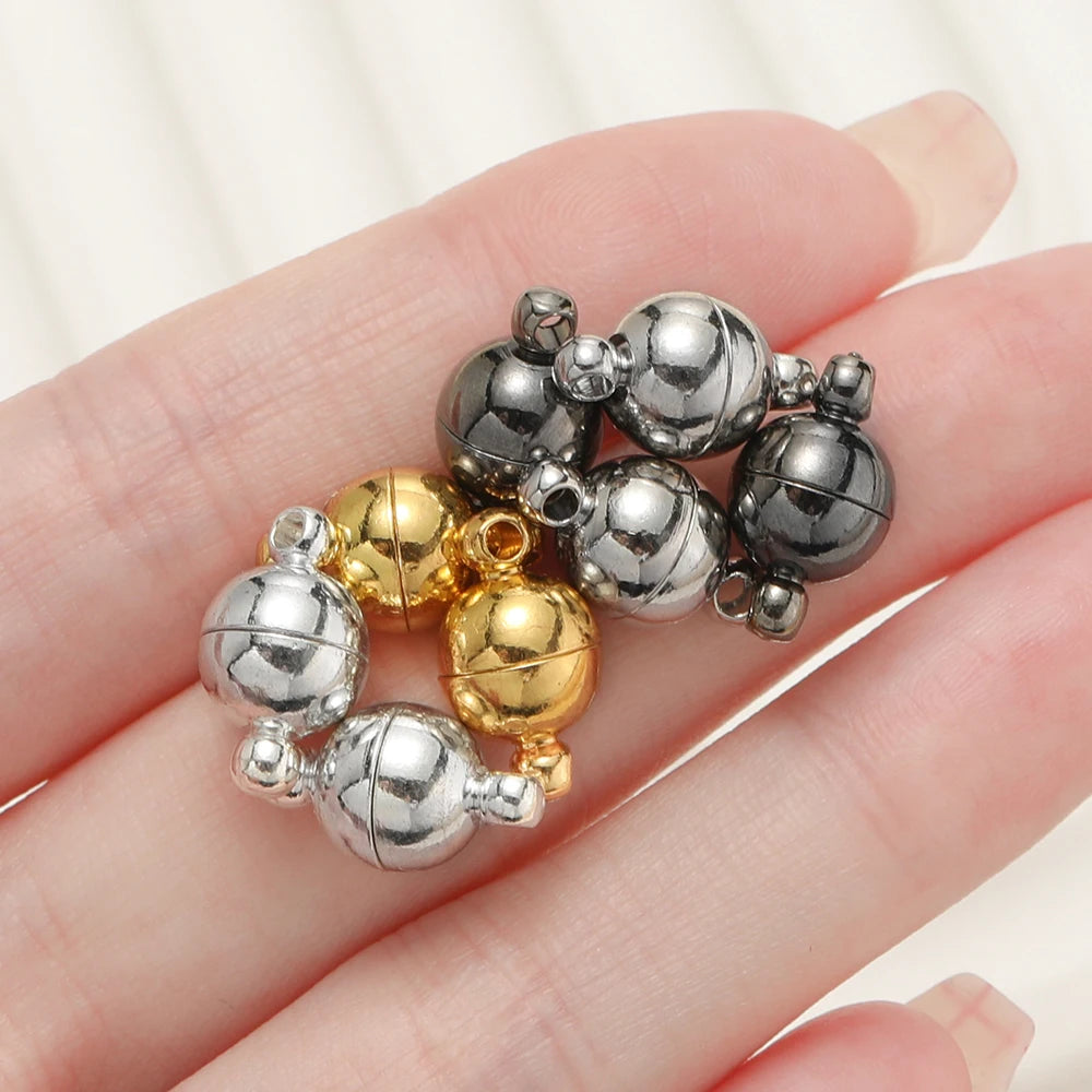 10Sets Magnetic Clasps 6mm/8mm/10mm Buckle Hook Round Magnet Converter Clasp For Bracelet DIY Jewelry Making Findings