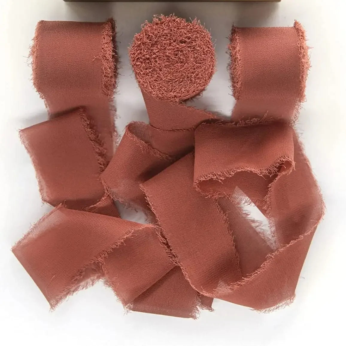 3 Roll/set 5m Frayed Edged Satin Handmade Chiffon Silk Ribbon For Wedding Invitation Bouquets Birthday Party DIY Decoration Gift