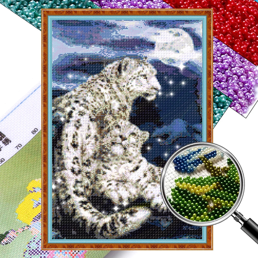 Full Embroidery Beads Printed 9CT Animal Cross Stitch Kit Home Art Craft Bead Embroidery Wall Hanging for New Year Gift