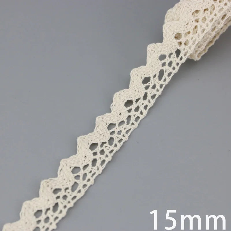 Cotton Lace Ribbon Beige DIY Handmade Wedding Party Craft Gift Packing Patchwork Crocheted Lace (5 meters/lot)