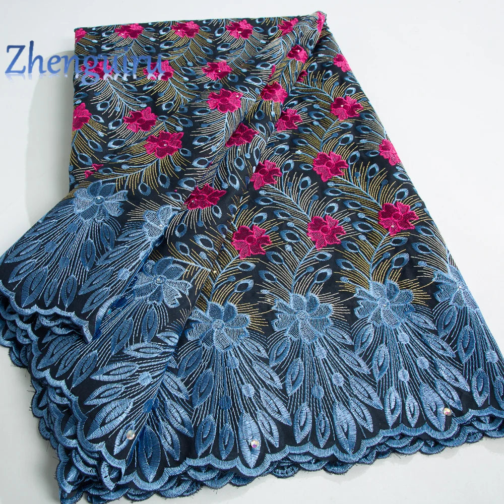 African Lace Fabric 2025 Swiss Voile Cotton Lace Elegant Nigerian Embroidered Cotton Lace Fabric 5 Yards for Women Sew A4016