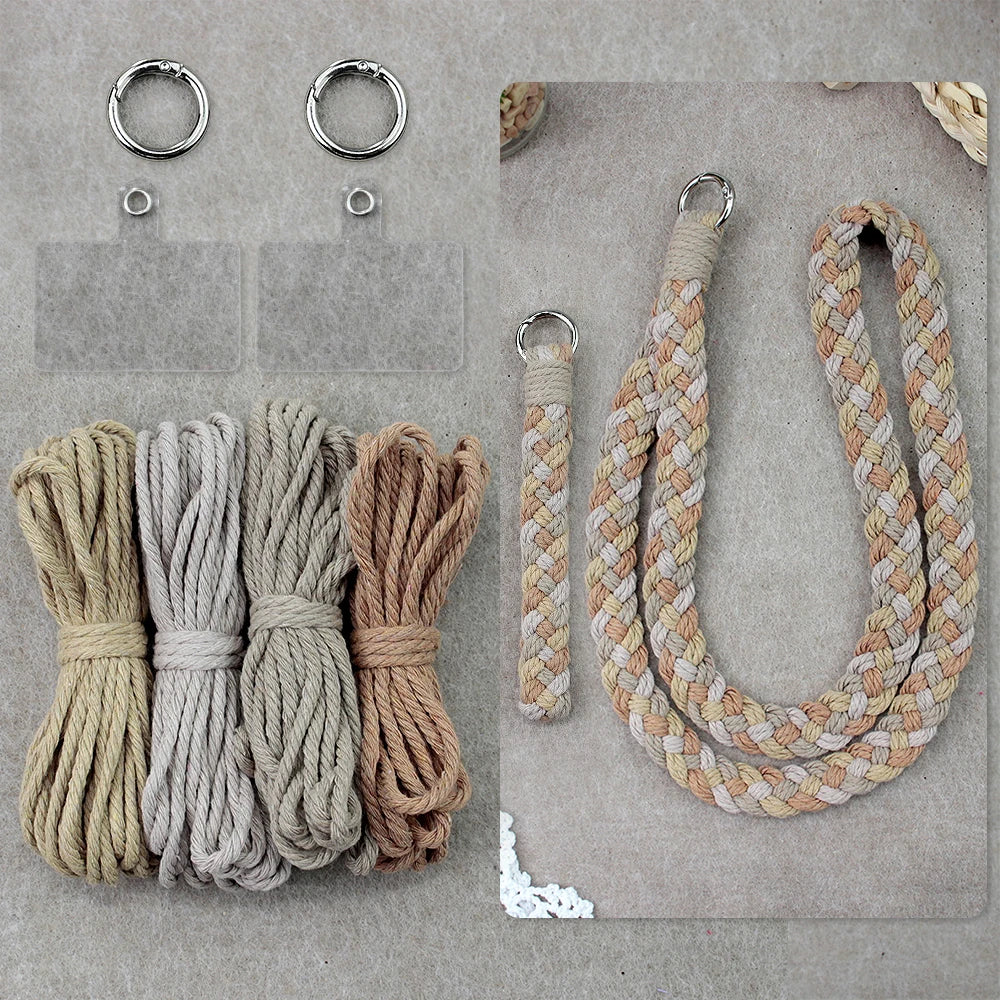 2pcs Handicrafts Lanyard Combo Material Kit DIY Wrist Strap Keychain Mobile Phone Lanyard Macrame Kit With Tutorial For Beginner