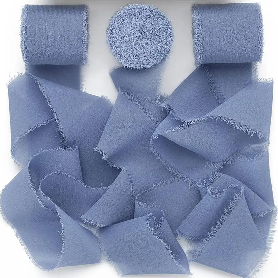 3 Roll/set 5m Frayed Edged Satin Handmade Chiffon Silk Ribbon For Wedding Invitation Bouquets Birthday Party DIY Decoration Gift