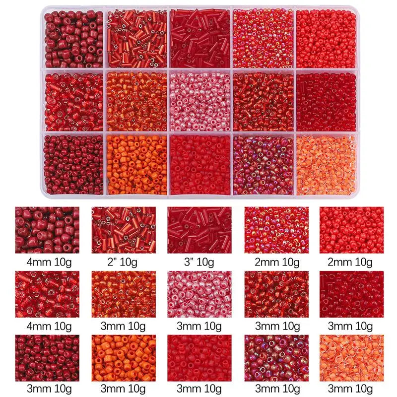 15 Colors Glass Beads Set for Bracelet Making Spacer Loose Beads with Storage Box Tube Beads Kit for DIY Craft Necklace Charms