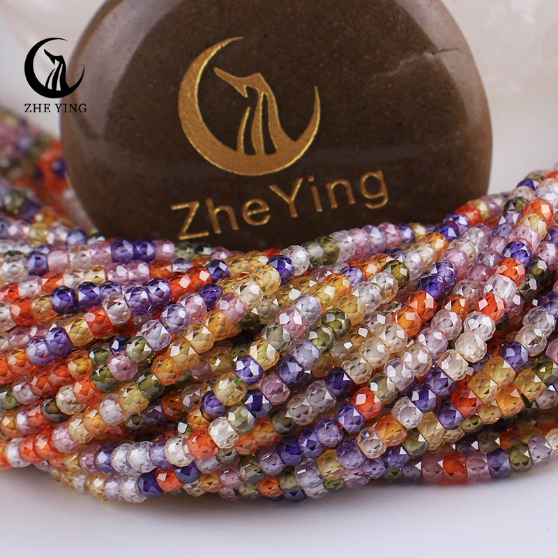 2x3mm Faceted Zircon Beads Loose Beads Gemstone Mix Color Cubic Zirconia Stone Beads for Jewelry Making DIY Accessory
