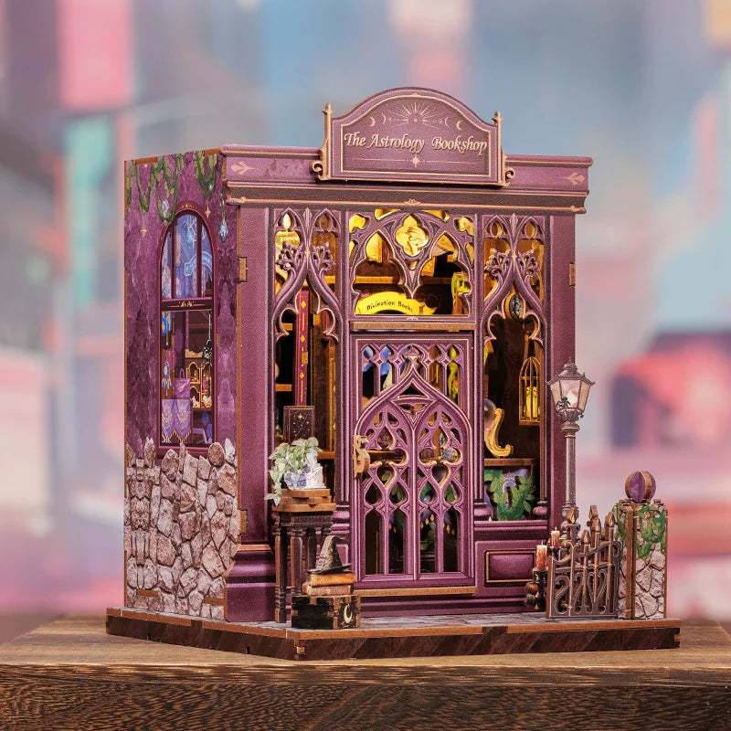 CUTEBEE Book Nook Kit DIY Miniature Model Dollhouse for Adults and Teens Bookshelf Decor 3D Wooden Puzzle for Astrology Bookshop