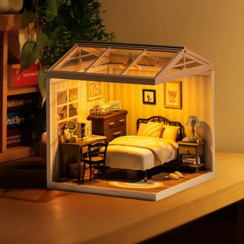 Robotime DIY Miniature Dollhouse Kit with Accessories Model Supply Store Kit with LED to Build Decent Birthday Gift