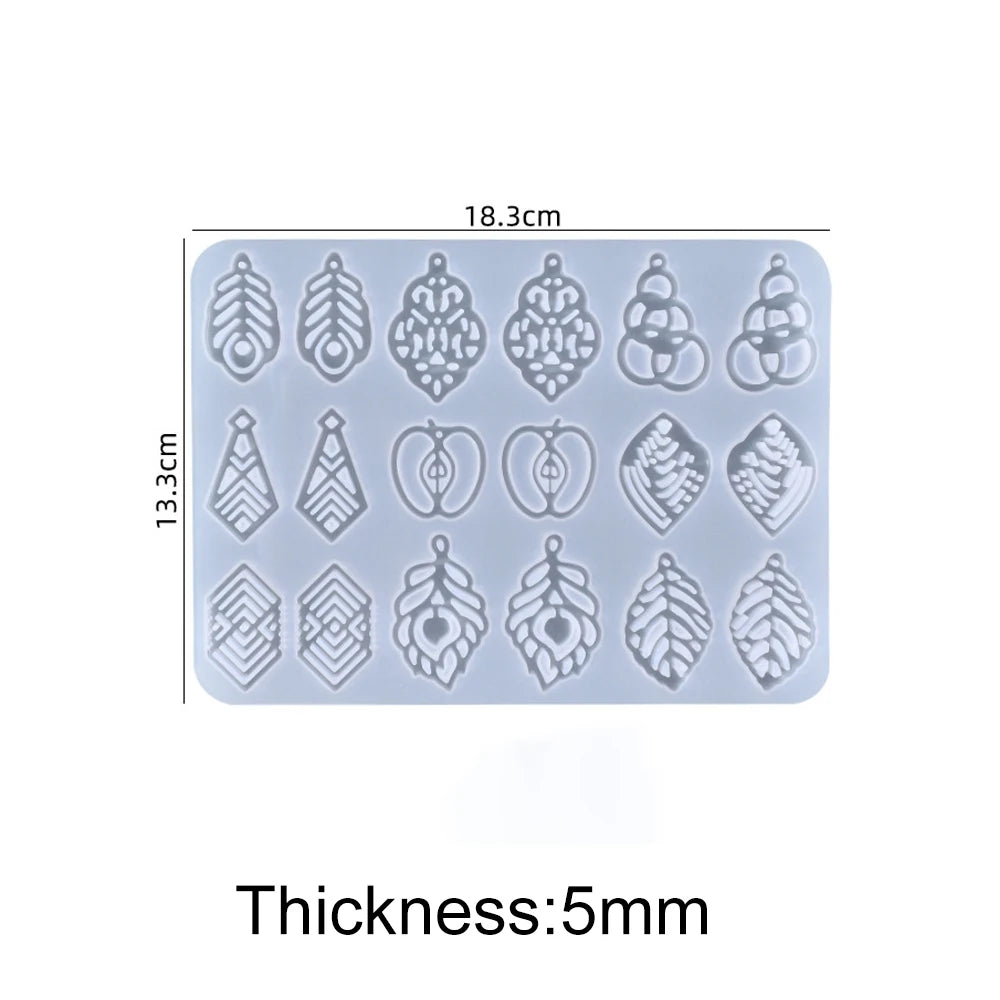 Earring Pendant Silicone Mold Epoxy Resin Jewelry Making Molds Heart Leaves Moon DIY Charms Pendant Mould Creative Jewelry Craft