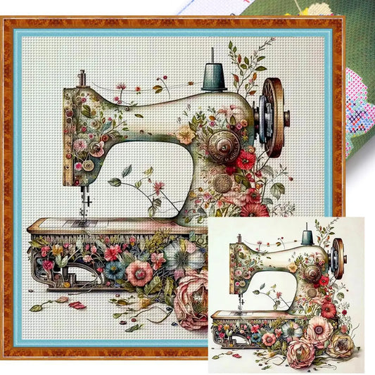 Sewing Machine Printed Cross Stitch Kit DIY 14CT Thread Art Needlework Decor