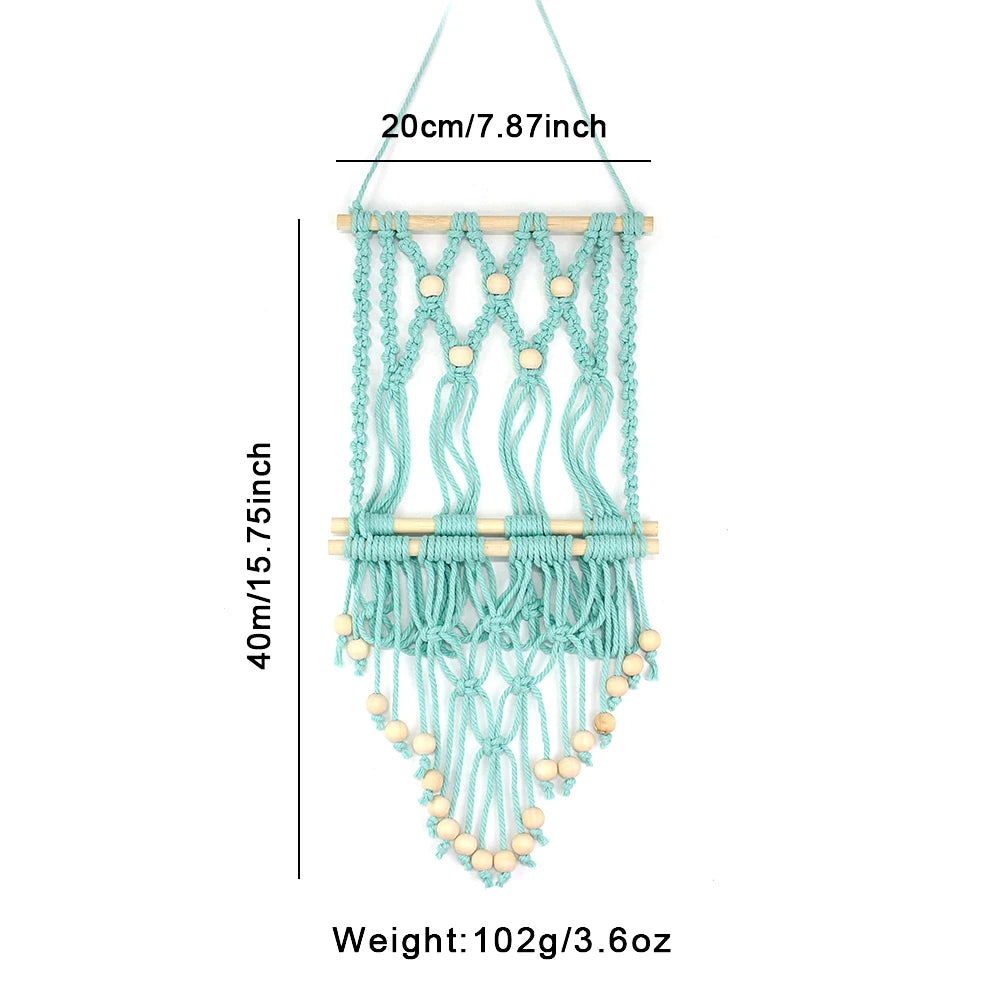Bohemian Retro Hanging Bookshelf Macrame Kit - DIY Handmade Weaving Set with Beginner Guide, Wall-Mounted Shelf