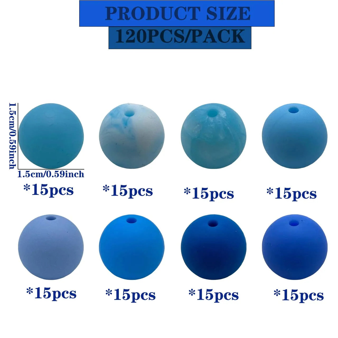 120pcs 15mm round silicone beads mixed focal beads silicone pen beads DIY handmade necklace  keychain beads jewelry beads