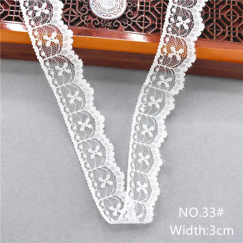 Best Selling 10yards 38kinds Color  White Lace Ribbon Woven Band French African Lace Wedding Fabric DIY Clothing/gift Wrapping