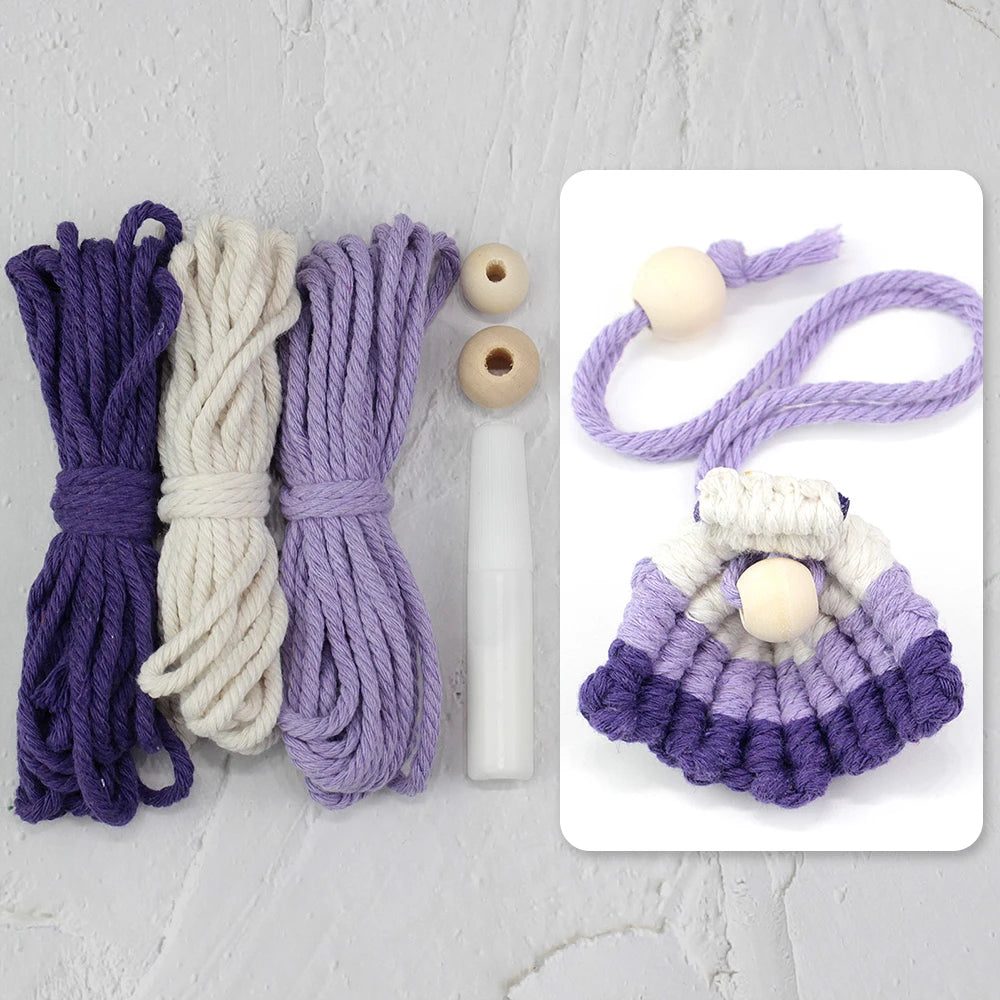Bohemian Vintage Macrame Kit with Tutorial Beach Elements DIY Handcraft Set for Bookmarks & Curtain Tiebacks Beginner-Friendly