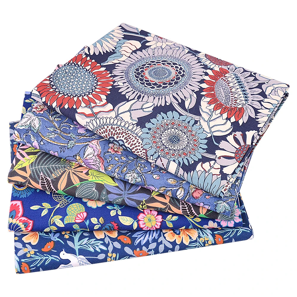Teramila 5 PCS/Pack Cotton Fabirc Flower Printed Cloth For Hair Bows Sewing Quilt Doll Costume, Scrapbook Decoration Accessories