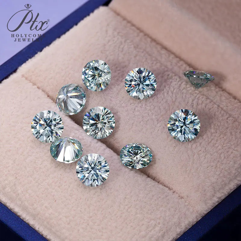 Moissanite Diamond Round Shape Brilliant Cut D/Black/Aqua Blue/Champagne Color GRA Certificate Jewelry Making Materials Beads