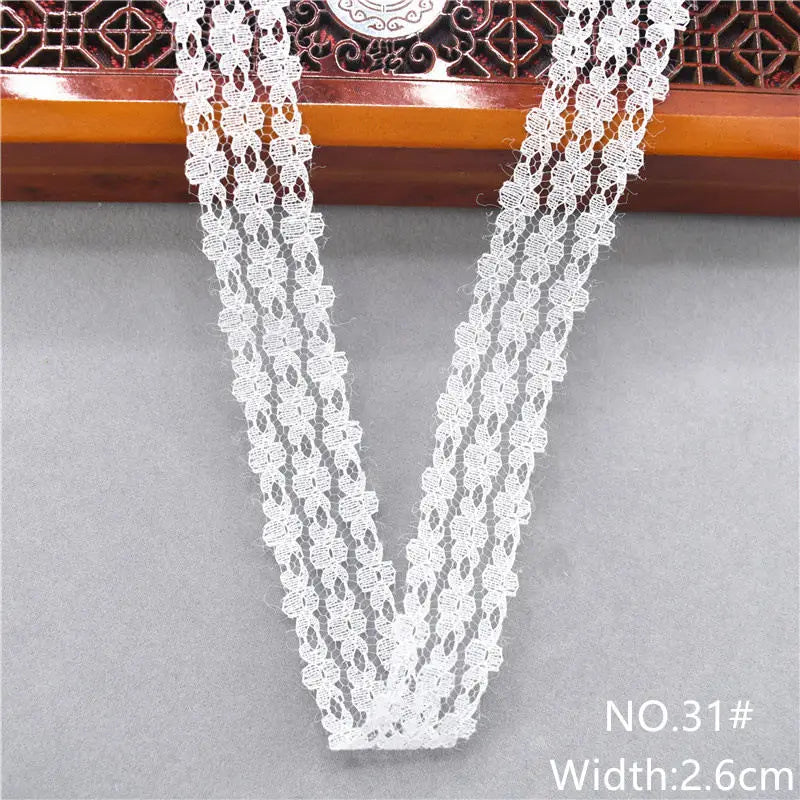 Best Selling 10yards 38kinds Color  White Lace Ribbon Woven Band French African Lace Wedding Fabric DIY Clothing/gift Wrapping