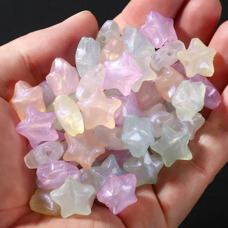 30Pcs Luminous Acrylic Beads 15mm Pentagram Loose Beads For Glow In The Dark Jewelry Making DIY Bracelet Necklace Earring