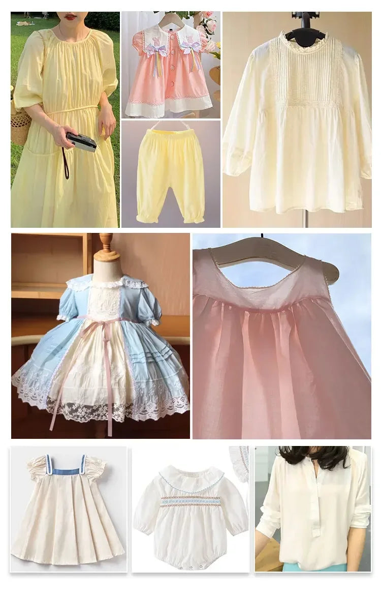 140x50cm 60s Thin High-Count Summer Solid Cotton Soft Lined Cloth Lining Fabric for Dresses and Kids' Shirts Sewing Cloth
