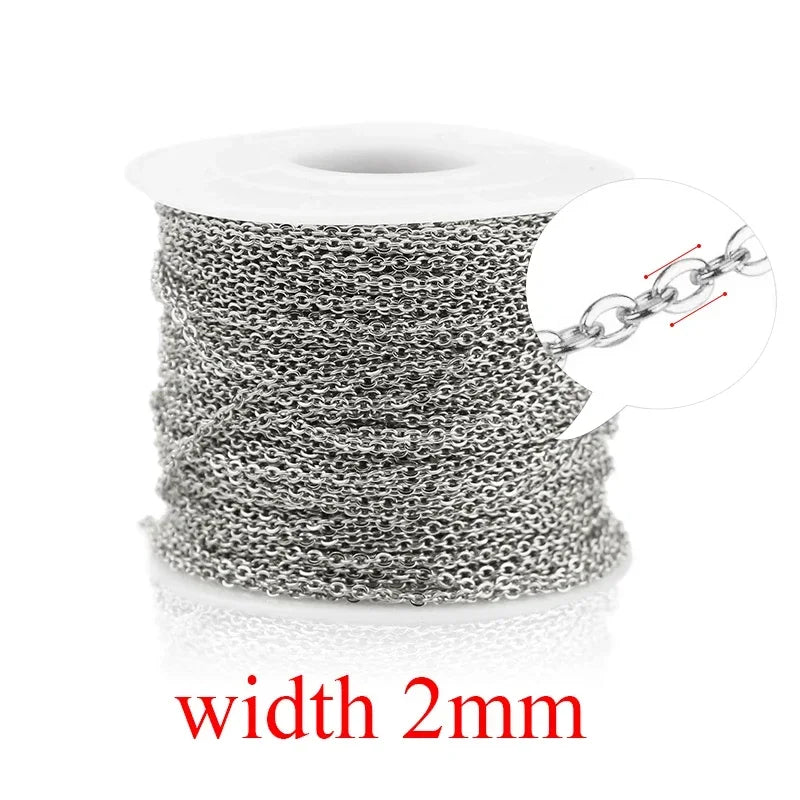 2m Stainless Steel Chain for Jewelry Making Supplies Cable Rose Gold Silver Chains Necklace for Diy Jewelry Findings Wholesale