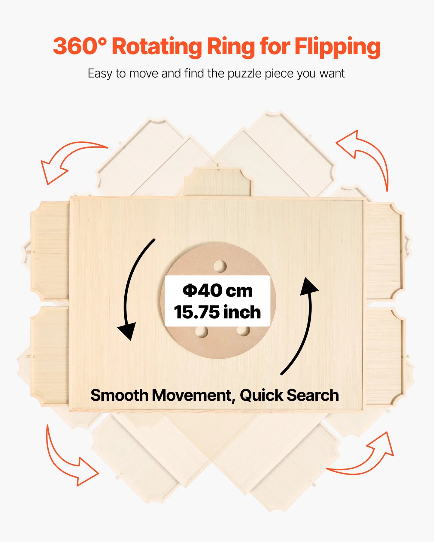 SucceBuy 2000 Piece Rotating Puzzle Board with 5 Drawers and Cover 40x29 in Portable Wooden Table Jigsaw Puzzle  for Adults