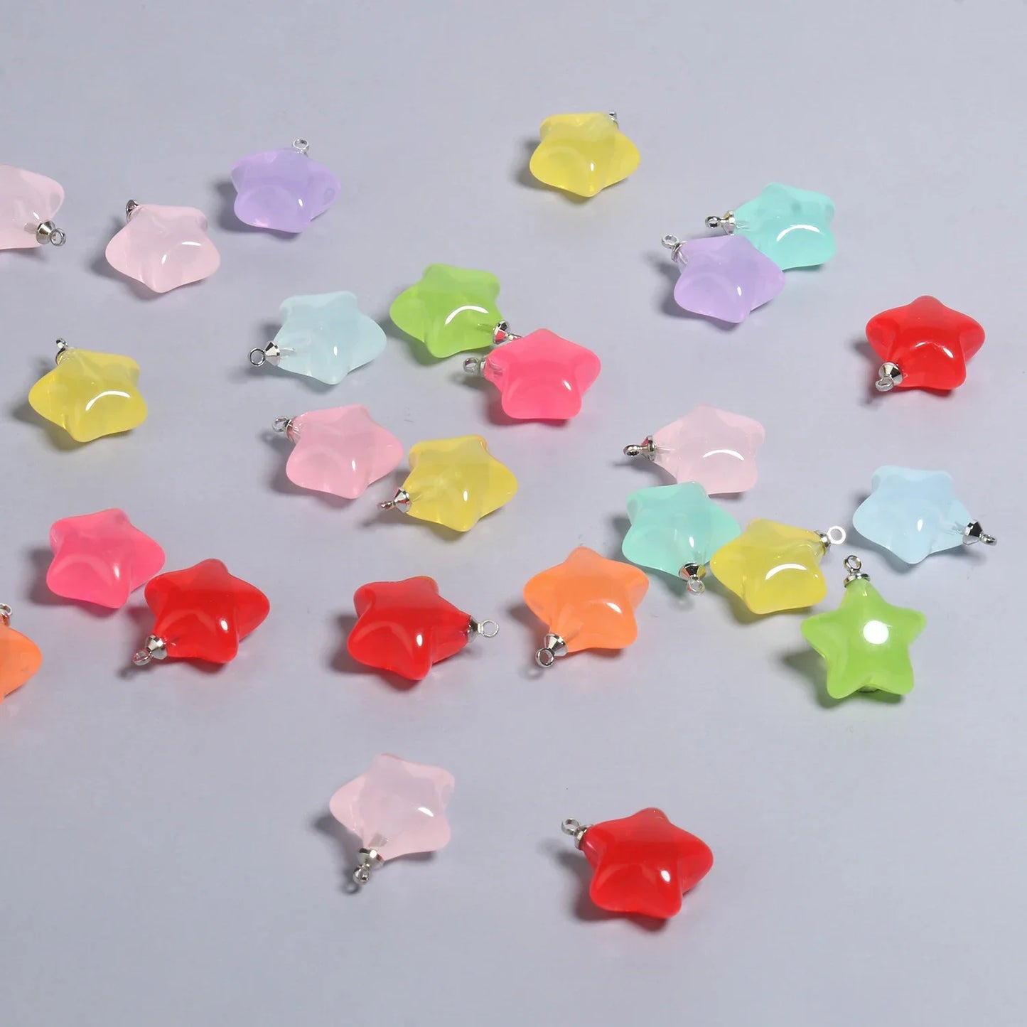 Colorful Star Charms Resin Candy Color Pendants Keychain Handmade Necklace Bracelet Jewelry Making DIY Craft Accessories 10pcs