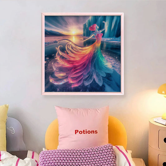 Full Embroidery cotton Thread 14CT Printed Girl Cross Stitch Kit Art 40x40cm