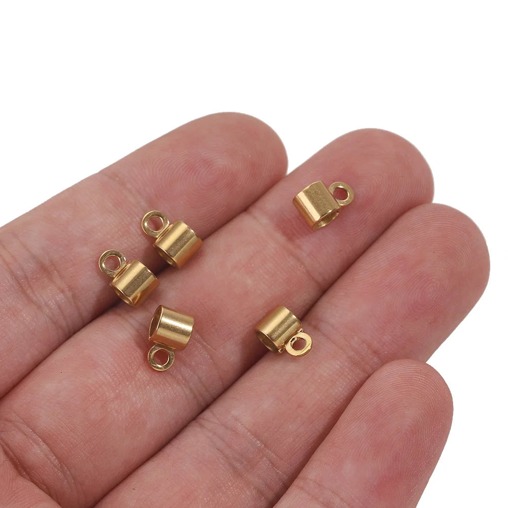 20pcs/lot Stainless Steel Hole 4mm Gold Round Charm Pendant Connectors Bracelet Beads Diy Earrings Bracelet Jewelry Findings
