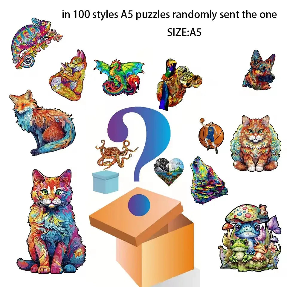 Animal Puzzle Wood Tiger Sailboat Cat Wooden Puzzles Medium Difficulty Jigsaws for Kids Adult Holiday Gifts Home Deco