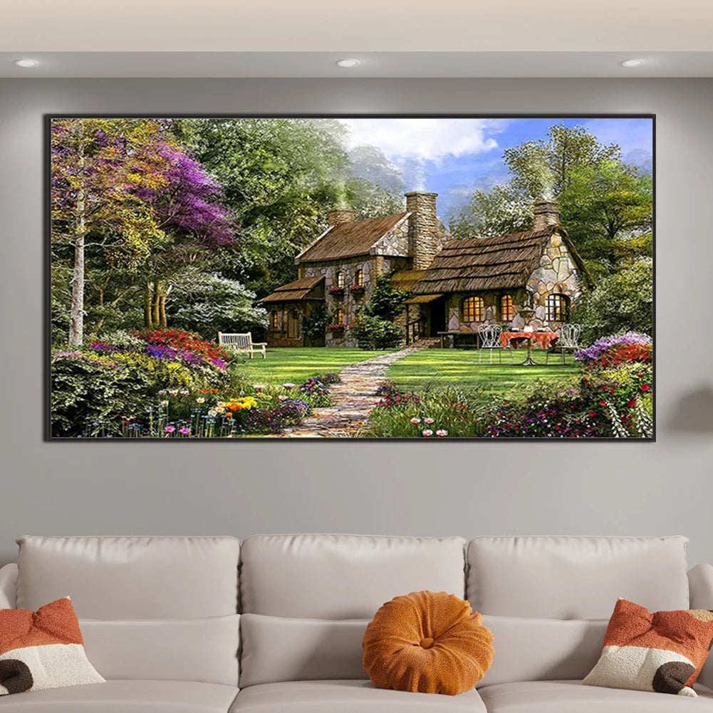 5D DIY Diamond Mosaic Landscape Pattern Full Drill Mosaic Round Diamond Rhinestone Pictures for Home Wall Decor