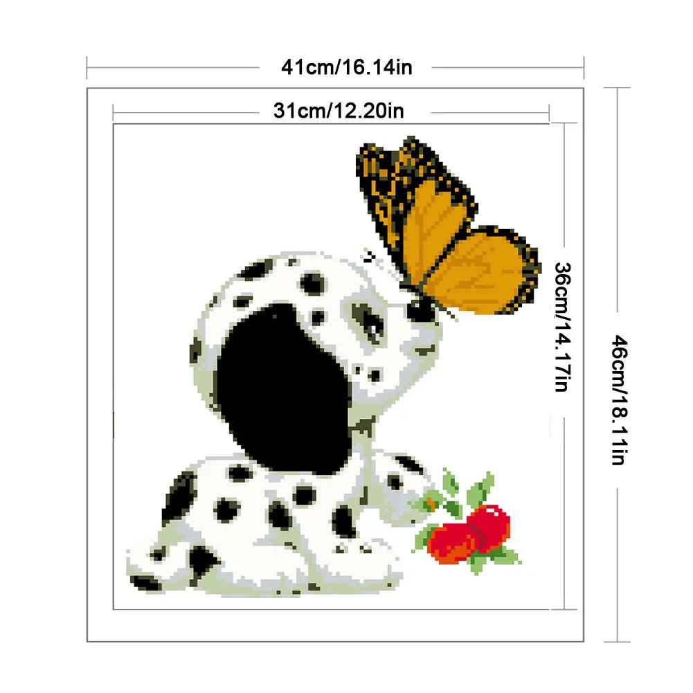 Partial Embroidery Beads Printed 9CT Dog Cross Stitch Kit Home Art Craft 31x36cm