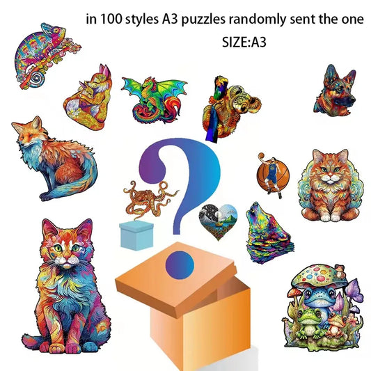 Animal Puzzle Wood Tiger Sailboat Cat Wooden Puzzles Medium Difficulty Jigsaws for Kids Adult Holiday Gifts Home Deco