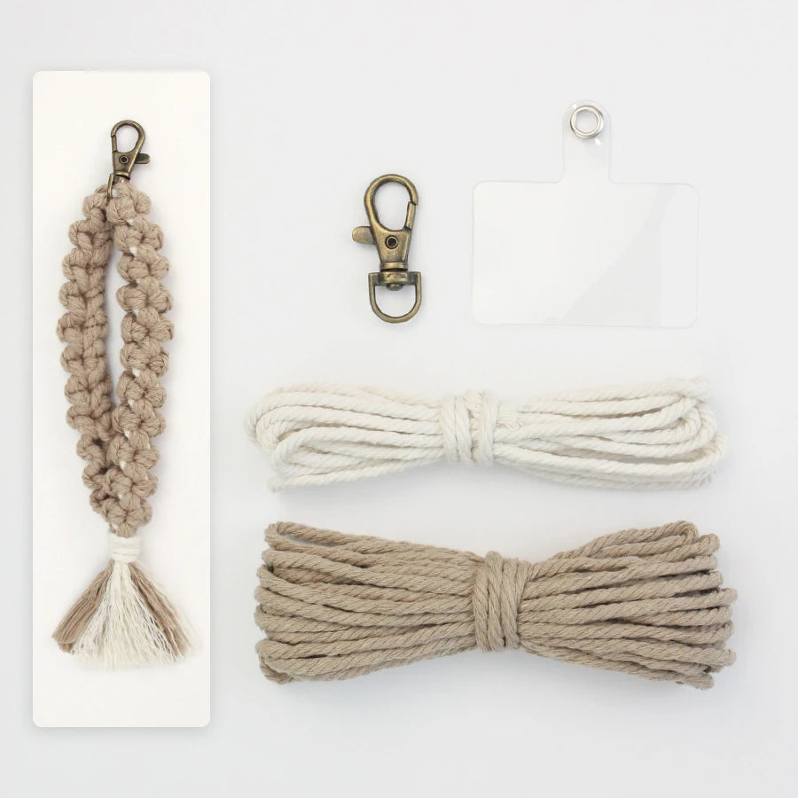 Handmade Woven Solid Flowe keychain Macrame Kit With Tutorial For Beginners Hand DIY Flowe Key Chain Phone Lanyard Pendant Craft