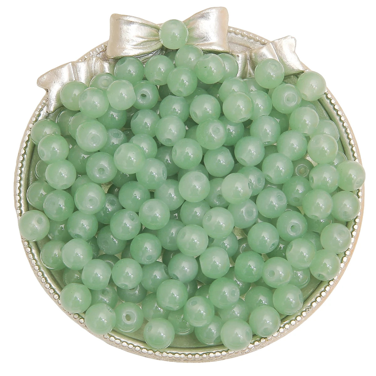 4/6/8/10mm Jelly Painted Glass Imitation Jade Round Beads - DIY Jewelry (Bracelet/Necklace) & Accessories 100/50/20pcs/Pack