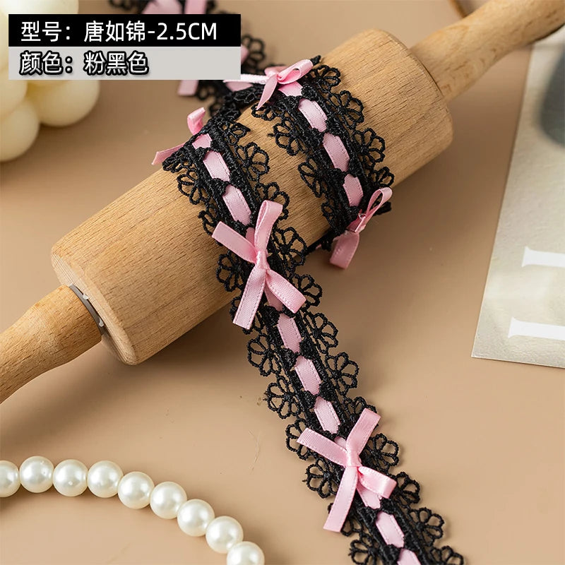2Meters Bow Decorative Lace Trim Ribbons For Crafts Party Dress Sewing Diy Supplies Handmade Fabric Gift Wrapping Trimming Black