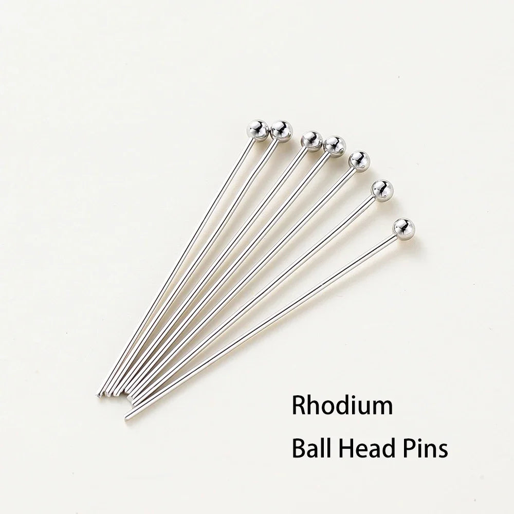 100pcs/lot 14K 18K Gold Plated 16-50mm Ball Head Pins DIY Jewelry Making Findings Brass Metal Flat Head Eye Head Pins Supplies