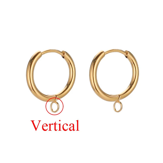 10pcs Stainless Steel Gold Color Plated Huggie Earrings Hooks with Loop Ear Post Jump Ring for DIY Jewelry Making Findings