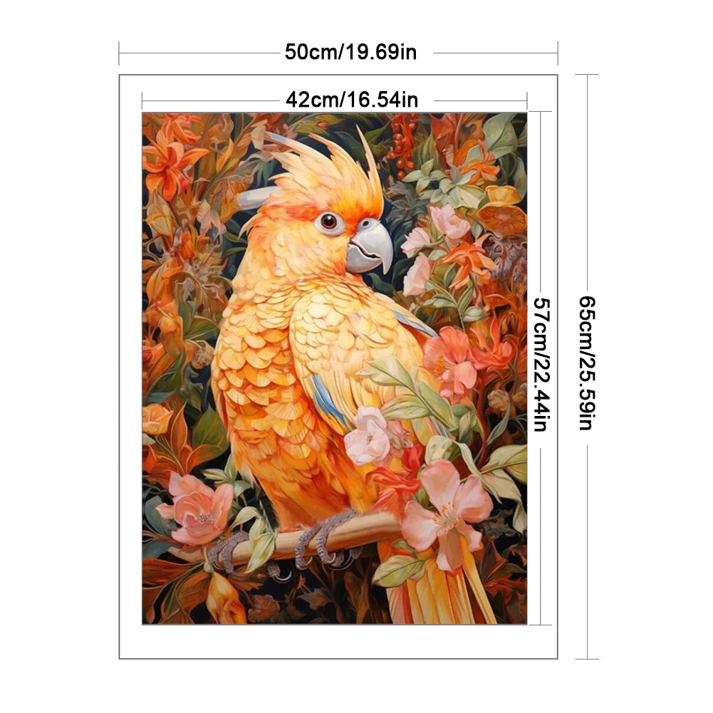 Full Embroidery Eco-cotton Thread 11CT Printed Parrot Cross Stitch Kit 50x65cm