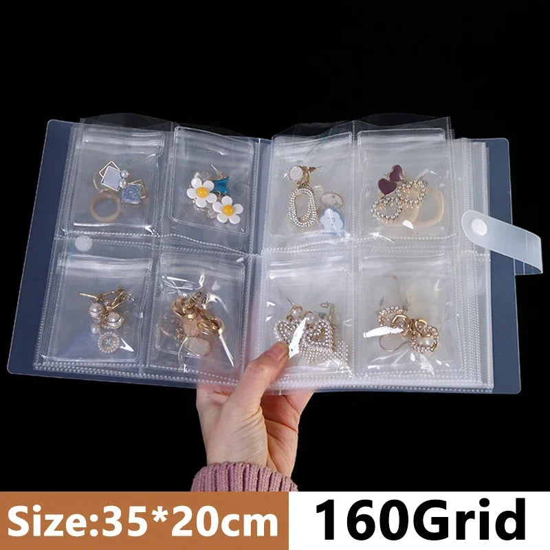 INS Anti-oxidation Jewelry Storage Albums Desktop Drawer Organizer Transparent Necklace Bracelet Ring Book Holder Jewelry Bag