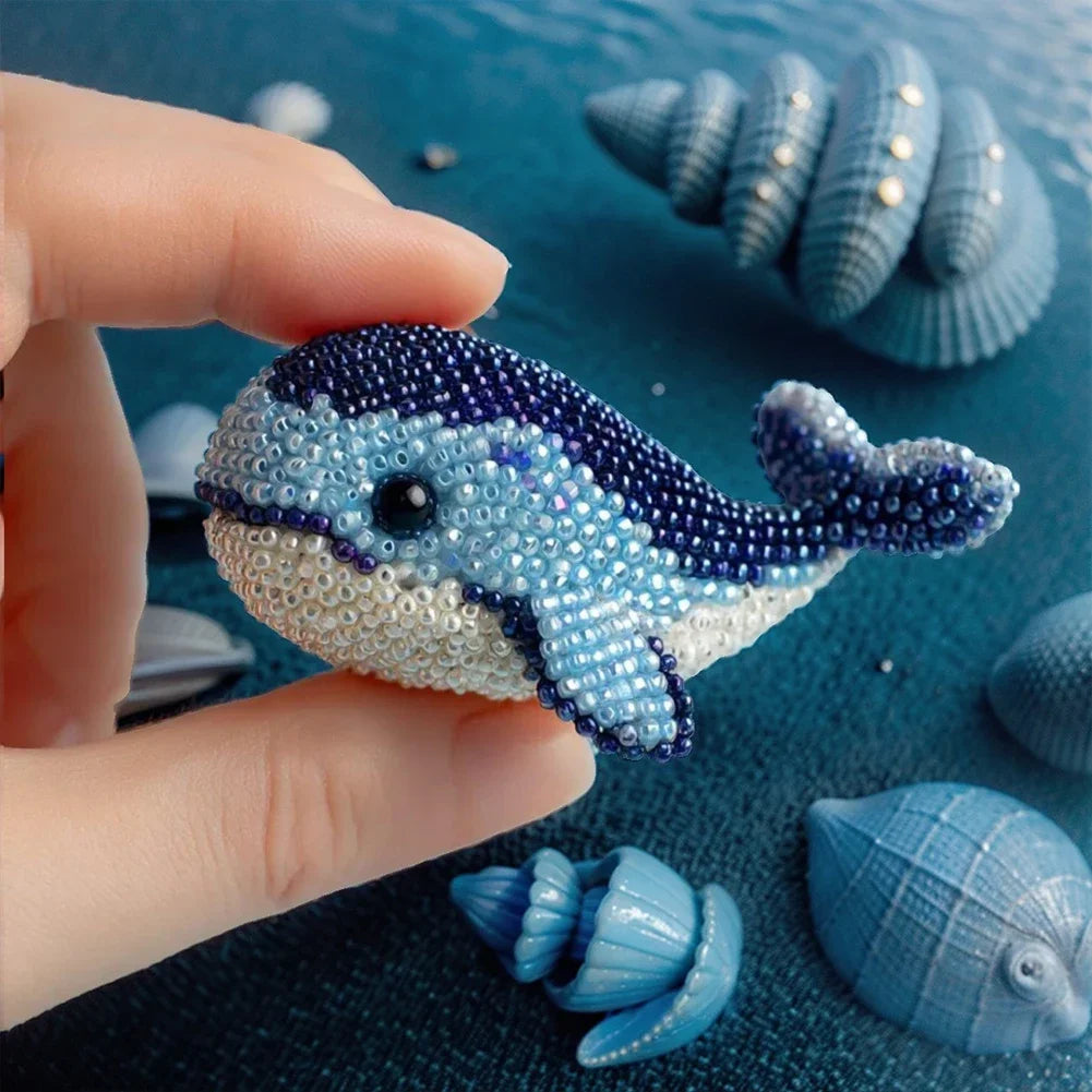 Ocean Beadwork DIY Kit Material Package Ocean-Themed Bead Embroider Suit Wear Resist Cute Ocean Animals Embroidery for Beginners