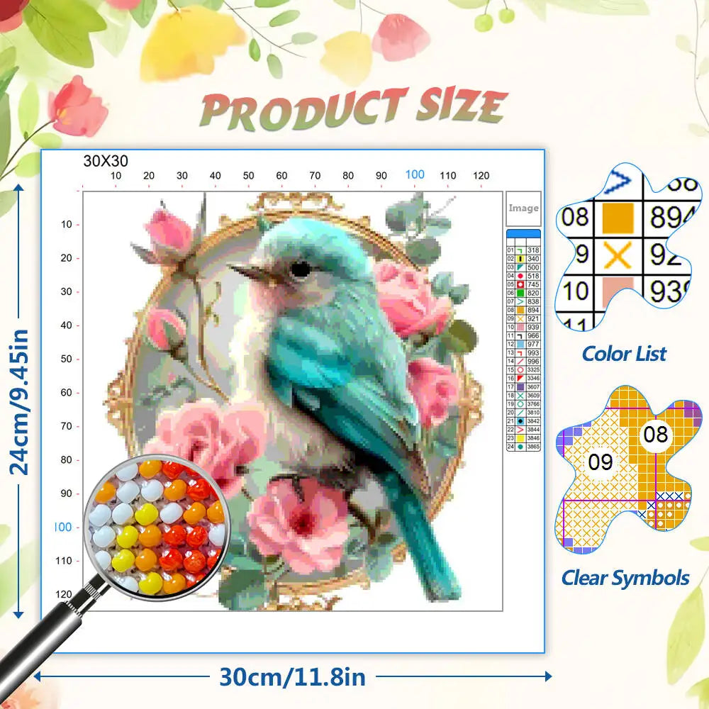 DIY Beads Embroidery Kit Hummingbird Animal 11CT Printed Canvas Cross Stitch Set Flower Artwork Sewing Supplies Handmade Gift